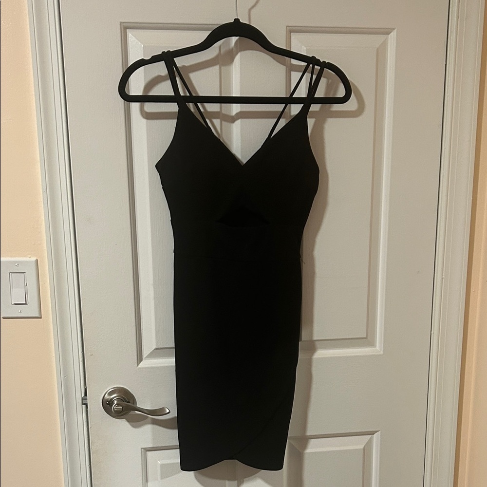 Emerald Sundae Black Strappy Mini Dress